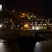 Whitby East Cliff By Night Poster