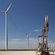 Wind Turbine And Oil Well Poster