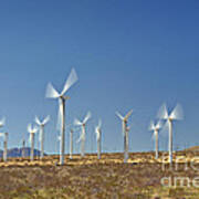 Wind Turbines Green Energy Field Poster