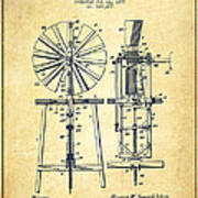Windmill Patent Drawing From 1899 - Vintage Poster