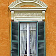 Window Of Rome With Green Wood Shutters Poster