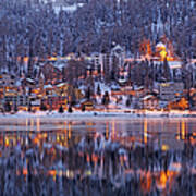 Winter View Of Saint Moritz At Dusk Poster