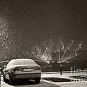 Wintry View At Forth Rail Bridge Poster