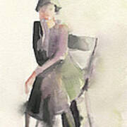 Woman In A Cloche Hat Watercolor Fashion Illustration Art Print Poster