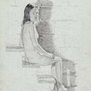 Woman On Steps Poster