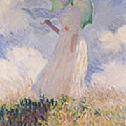 Woman With Parasol Turned To The Left Poster