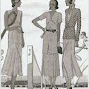 Women Wearing Designer Dresses Poster