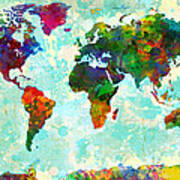 World Map Splatter Design Poster
