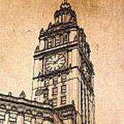Wrigley Clock Tower Chicago Poster
