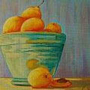 Yellow Fruit Blue Bowl Poster