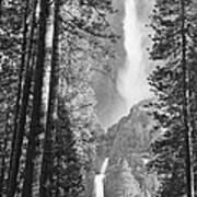 Yosemite Falls Black And White Poster