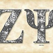 Zeta Psi - Parchment Poster