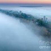 Early Autumn Morning Fog On The Richelieu River Valley Quebec Ca #1 Poster