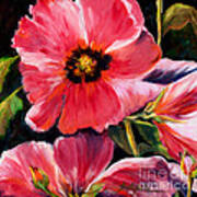 Pink Hollyhocks #1 Poster