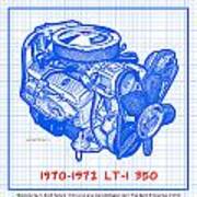 1970 - 1972 Lt-1 Corvette Engine Blueprint Poster