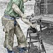 A Man And His Trade - Farrier Art Print Color Tinted Poster