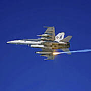 An Fa-18c Hornet Testing Its Flare Poster
