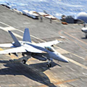 An Fa-18e Super Hornet Lands Aboard Poster