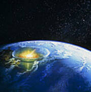 Artist's Impression Of Asteroid Stiking Earth Poster
