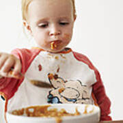 Child Eating Dinner Poster