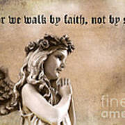 Christian Faith Girl Angel With Praying Hands Poster