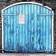 Colorful Blue Garage Door French Quarter New Orleans Color Splash Black And White And Ink Outlines Poster