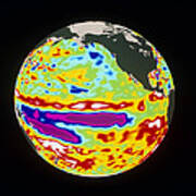 Coloured Sea Level Map Showing La Nina Event Poster