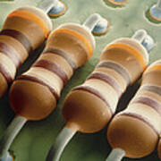 Coloured Sem Of Resistors On A Circuit Board Poster