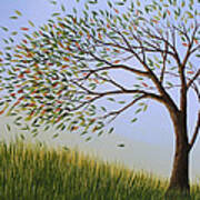 Contemporary Tree Art Blowing Away Poster