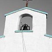 Cross And Steeple Bell Of Calera Church In West Texas Color Splash Black And White Poster