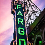 Fargo Theater Sign At Dusk Photo Poster