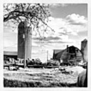 #farm #barn #tractor #cloud Poster