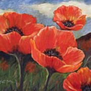 Field Of Orange Poppies Poster