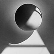 Floating Sphere On Light Triangle- Black And White Silver Gelati Poster