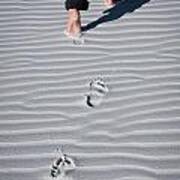 Footprint On White Sand Poster