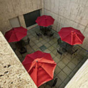 Four Red Umbrellas Poster