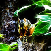 Fractal - Sitting On A Stump - Robbie The Squirrel - 2831 Poster
