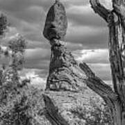 Framed Balance Rock Bw Poster