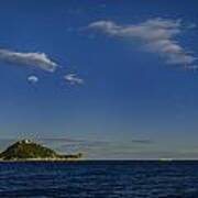 Gallinara Island With Cruis Eliner And Clouds Poster
