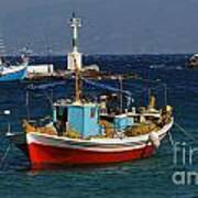 Greek Fishing Boats Mykonos Poster