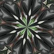 Green Floral Kaleidoscope Poster