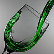Green Juice Splashing From A Wine Glass Poster