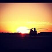 #helicopter #airplane #sunset Poster