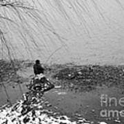 Lake Fisherman In The Snow Poster