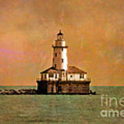 Lighthouse Off Navy Pier Poster