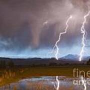 Lightning Striking Longs Peak Foothills Poster