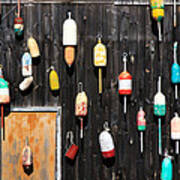 Lobster Shack With Brightly Colored Buoys Poster