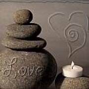 Love - A Simple Pebble Column With The Light Of Love Beside It Poster