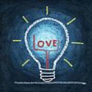Love Word In Light Bulb Poster
