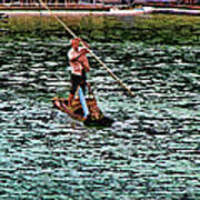 Man On Raft Li River Guilin China Poster